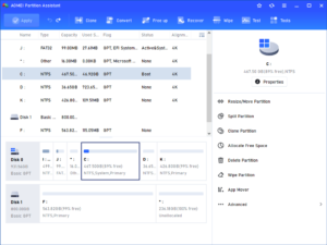 use Resize/Move Partition to get unallocated space)