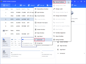 “Advanced” > “Merge Partitions”