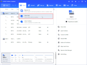 Clone Disk function below Migrate